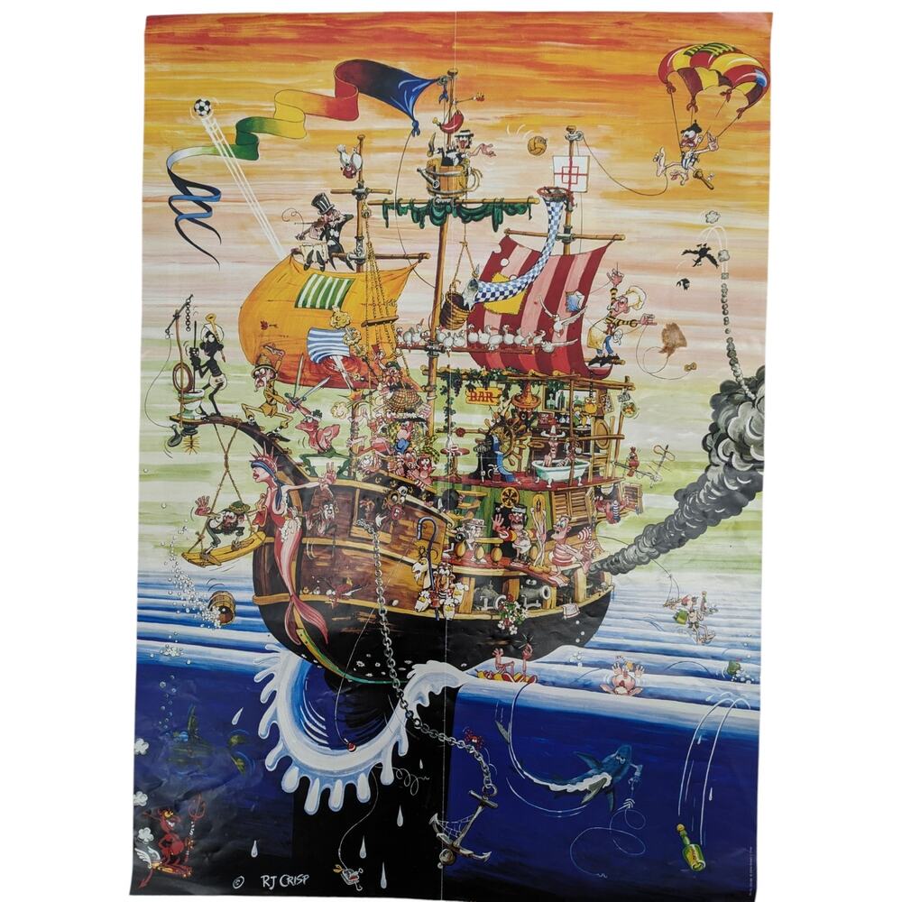 Vintage 2006 2007 HEYE PUZZLE 'AHOY!' RJ Crisp ~ Ship Sailing Off Edge of World